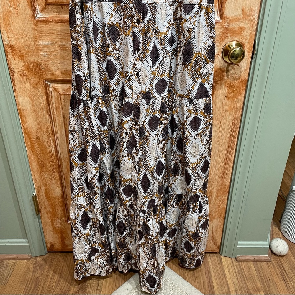 Anthropologie 18W Snake Print Tiered Button Front Maxi Dress 2X - Picture 5 of 13